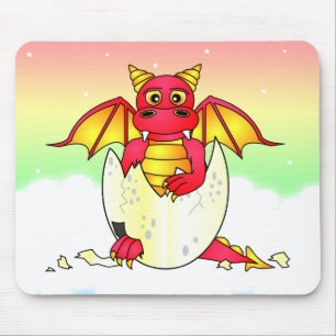 Cute Dragon Baby in gekraakte eieren - Rood/Paars Muismat