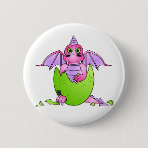 Cute Dragon Baby in gekraakte eieren - Roze / Paar Ronde Button 5,7 Cm