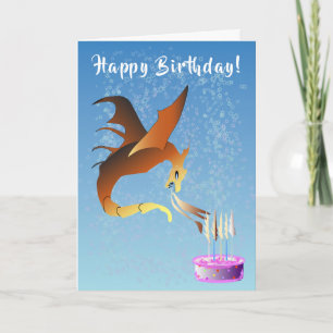 Cute dragon bans verjaardagscandles roze cake kaart