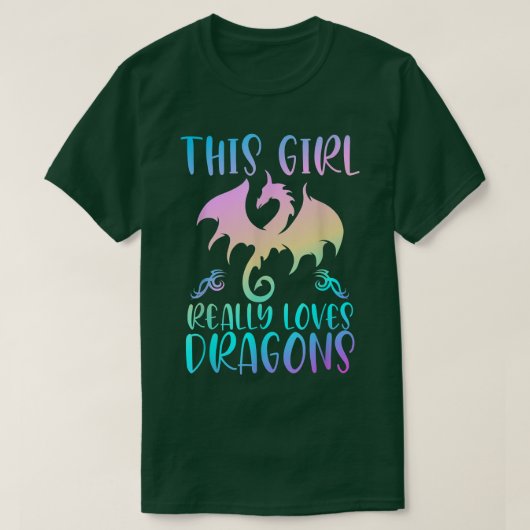 Cute Dragon Gifts Girl houdt van dragons regenboog T-shirt (Design voorkant)