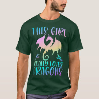 Cute Dragon Gifts Girl houdt van dragons regenboog T-shirt
