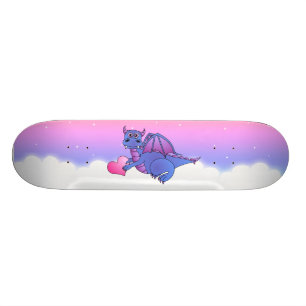 Cute Dragon Heart Blue - Roze - Paarse skateboard