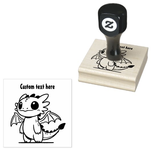 Cute Dragon Rubberstempel (Gestempeld)