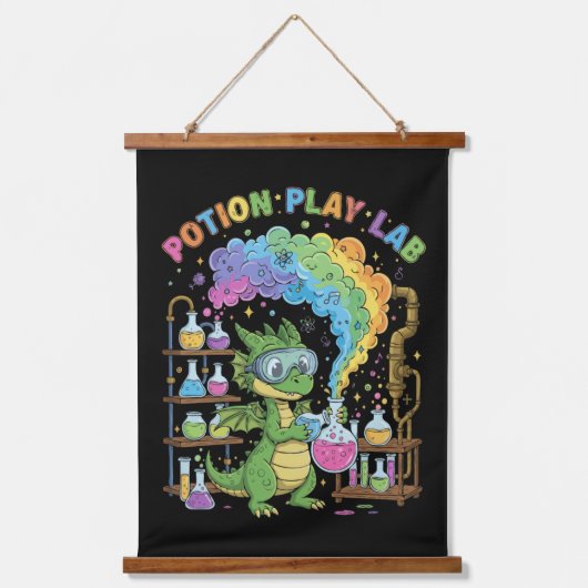 Cute Dragon Scientist | Magical Potion Play Lab Hangend Wandkleed (Voorkant)