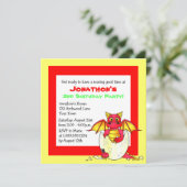 Cute Dragon Threaded Child Birthday - Rood en Geel Kaart (Staand voorkant)