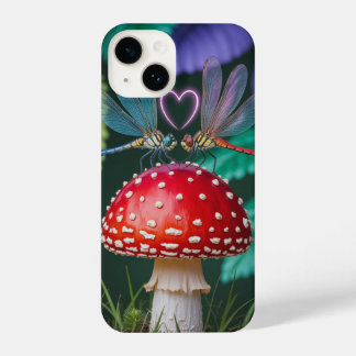 Cute Dragonflies on a Mushroom - iPhone 14 Hoesje