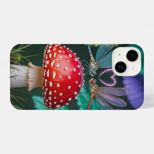 Cute Dragonflies on a Mushroom - iPhone Hoesje (Achterkant horizontaal)