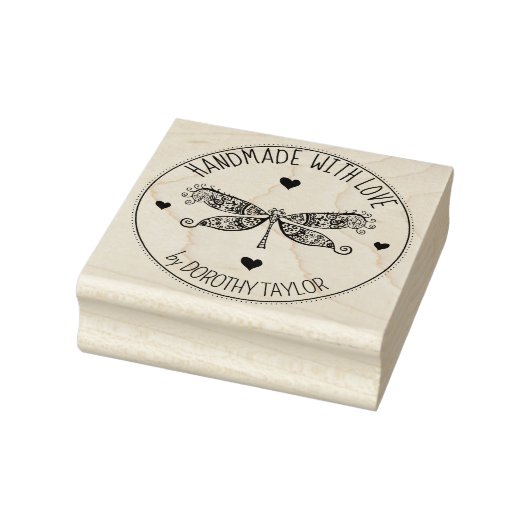 Cute Dragonfly Handmade with love Rubberstempel (Stempel)