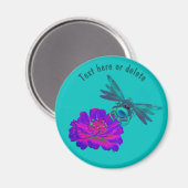 Cute Dragonfly On Flower Personalized Magneet (Voorkant / Achterkant)