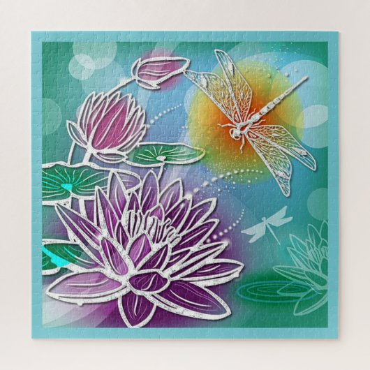 Cute Dragonfly Summer Modern Floral Art Legpuzzel (Verticaal)