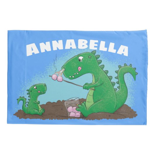 Cute dragons roasting marshmallows cartoon kussensloop (Achterkant)