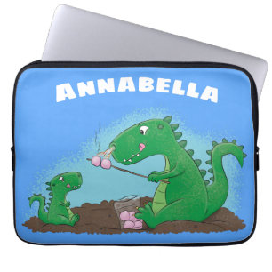 Cute dragons roasting marshmallows cartoon laptop sleeve
