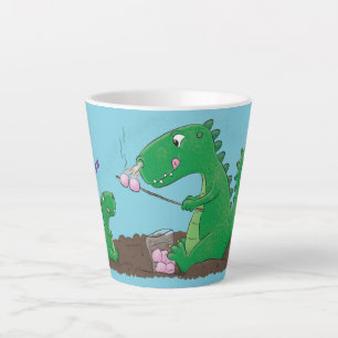 Cute dragons roasting marshmallows cartoon latte mok