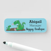 Cute dragons roasting marshmallows cartoon naamplaatje (In situ)