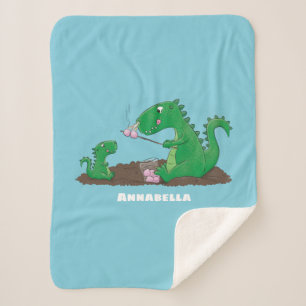 Cute dragons roasting marshmallows cartoon sherpa deken