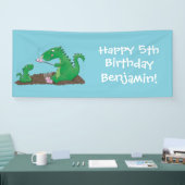 Cute dragons roasting marshmallows cartoon spandoek (Beurs)