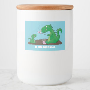 Cute dragons roasting marshmallows cartoon voedselcontainer etiket