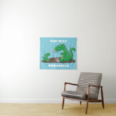 Cute dragons roasting marshmallows cartoon wandkleed (In Situ (horizontaal))