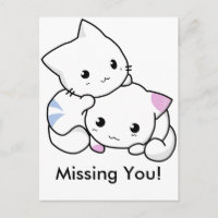 Cute Drawing of Boy and Girl Kitten in Love