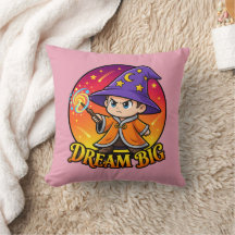 Cute Dream Big Tovenaar Roze Worp Kussen