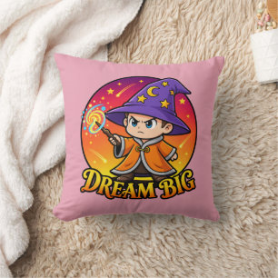 Cute Dream Big Tovenaar Roze Worp Kussen