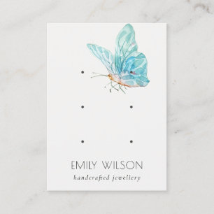 Cute Dreamweaver Blue Aqua Butterfly 3 Earling Dis Visitekaartje