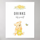 Cute Drinken Tabel Teddy Bear Gender onthullen Poster (Voorkant)