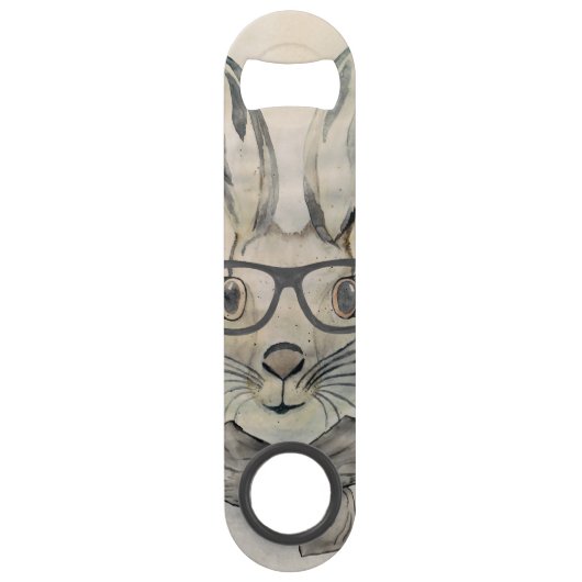 Cute drôle d'aquarelle lapin avec lunettes et écha (Devant)