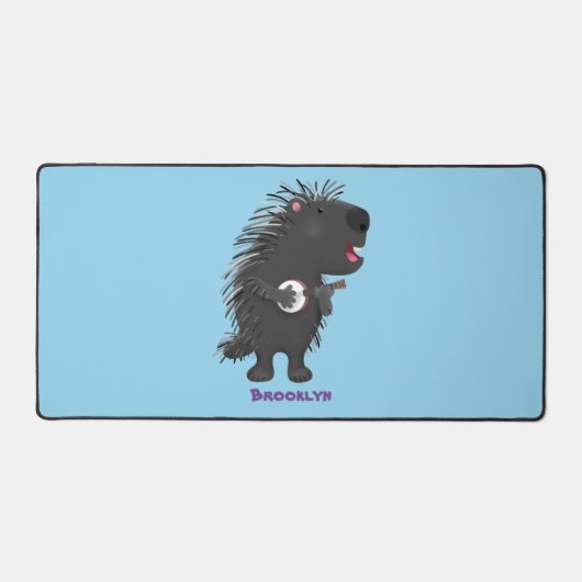 Cute drôle porc-épic avec dessin animé de banjo (Recto)