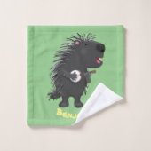 Cute drôle porc-épic avec dessin animé de banjo (Gant de toilette)