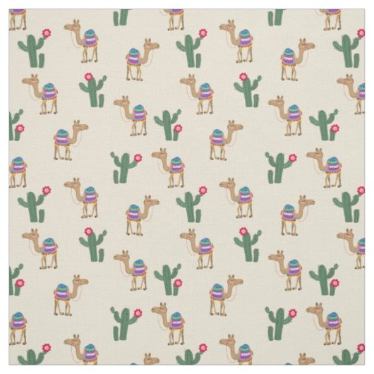 Cute dromadaire chameau et tissu de cactus (Échantillon)