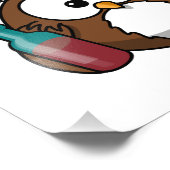 Cute Drunken Cartoon Owl Foto Afdruk (Hoek)