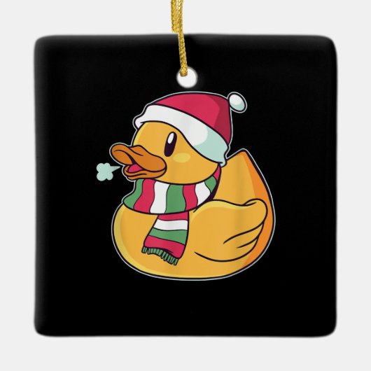 Cute Dub Duck Kerstmis Keramisch Ornament (Voorkant)