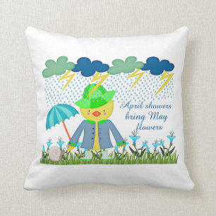 Cute Duck April Showers brengen May Flowers mee Kussen