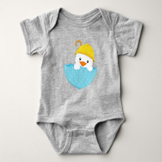 Cute Duck, Baby Duck, Duck, Duck with Umbrella, Ra Romper (Voorkant)