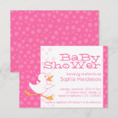 Cute duck baby shower roze uitnodiging (Voorkant / Achterkant)