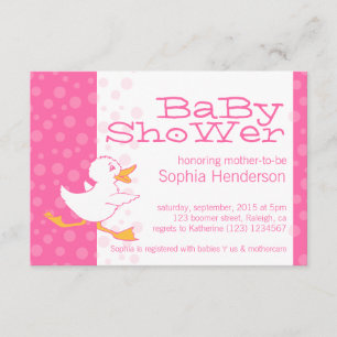 Cute duck baby shower roze uitnodiging