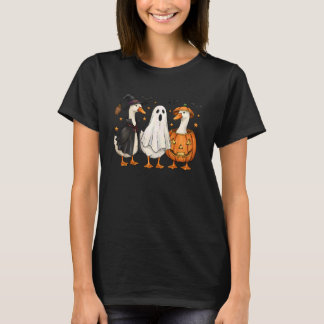 Cute Duck Boo Funny Spooky Goose Halloween Fall Pu T-shirt
