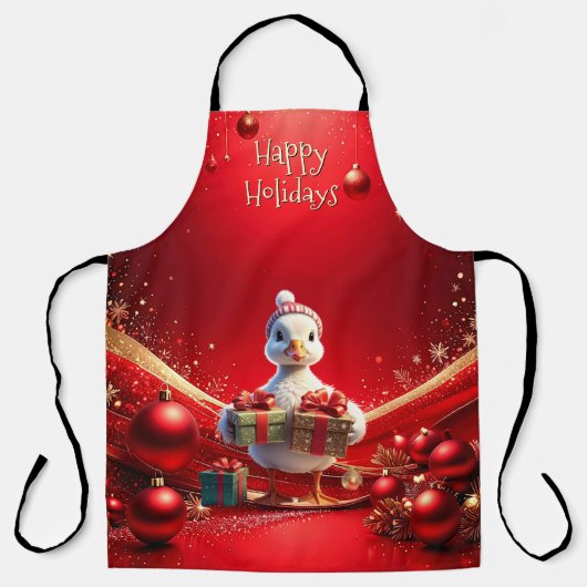Cute Duck Christmas Holiday Apron Schort (Voorkant)