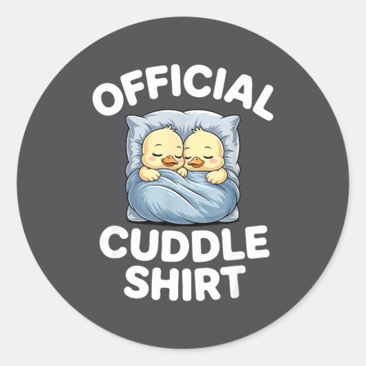 Cute Duck Couple Snuggle Cuddle  Ronde Sticker (Voorkant)