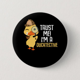 Cute Duck Detective Animal Humor Duck Lover Ronde Button 5,7 Cm