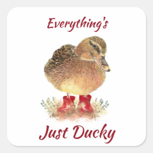 Cute Duck Fun Quote "Alles is gewoon duister" Vierkante Sticker