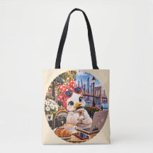 Cute Duck Girl in New York Cafe Travel Tote Bag