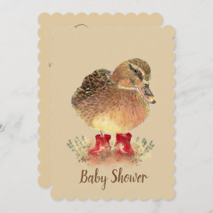 Cute Duck in Red Boots Baby shower Kaart