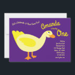 Cute Duck Kids 1er Anniversaire Fête Invitation<br><div class="desc">Ces adorables invitations colorées à la fête d'anniversaire de canard mignon sont parfaites pour une célébration de 1er anniversaire enfant! Customisez le texte pour en faire les vôtres. Le look et l'ambiance modernes sont parfaits pour célébrer votre petit qui aime les fermes et les canards jaunes à leur premier anniversaire...</div>