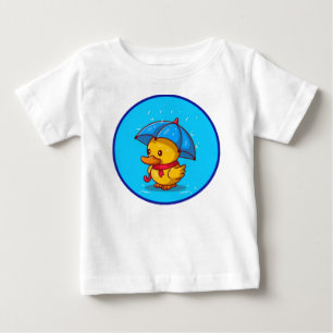 Cute Duck met Umbrella Rain Cartoon