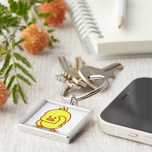 Cute Duck Rubber Ducking Dierenvriend Gift Sleutelhanger (Zijkant)