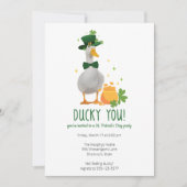 Cute Duck St. Patrick's Day Party Invitation Kaart (Voorkant)