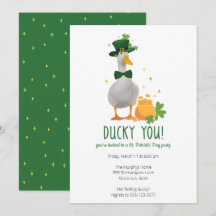 Cute Duck St. Patrick's Day Party Invitation
