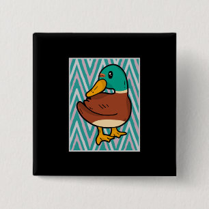 Cute Duck Vierkante Button 5,1 Cm